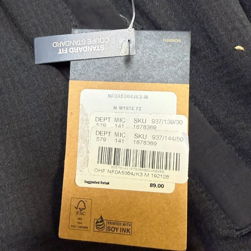 The North Face Wayroute Full Zip Jacket Mens M Black Grid Fleece NWT‎